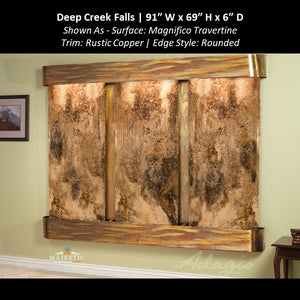 Adagio Deep Creek Falls 69"H x 91"W - Indoor Wall Fountain - Majestic Fountains