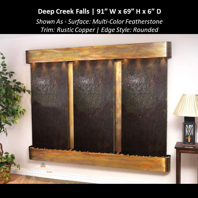 Adagio Deep Creek Falls 69"H x 91"W - Indoor Wall Fountain - Majestic Fountains