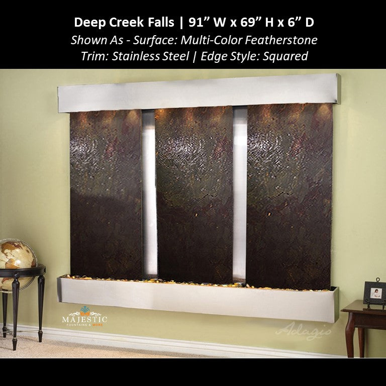Adagio Deep Creek Falls 69"H x 91"W - Indoor Wall Fountain - Majestic Fountains