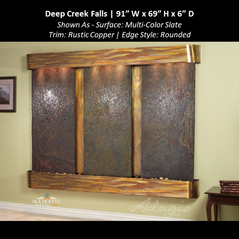 Adagio Deep Creek Falls 69"H x 91"W - Indoor Wall Fountain - Majestic Fountains