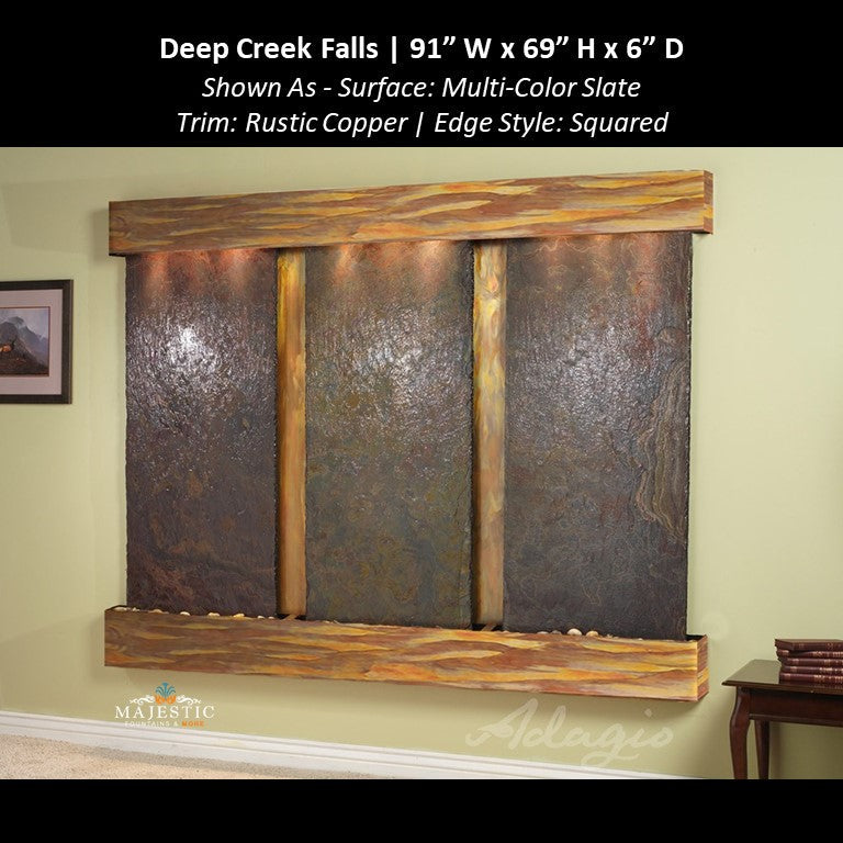 Adagio Deep Creek Falls 69"H x 91"W - Indoor Wall Fountain - Majestic Fountains