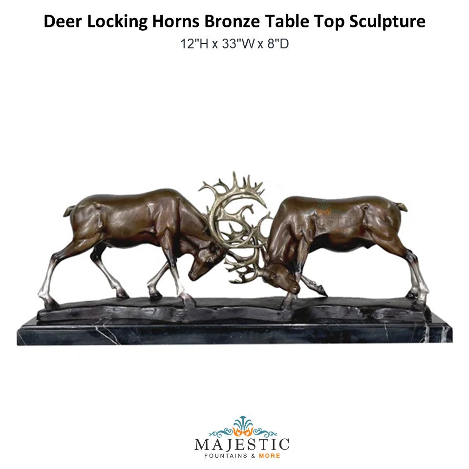 Deer Locking Horns Bronze - Majestic Fountains and More