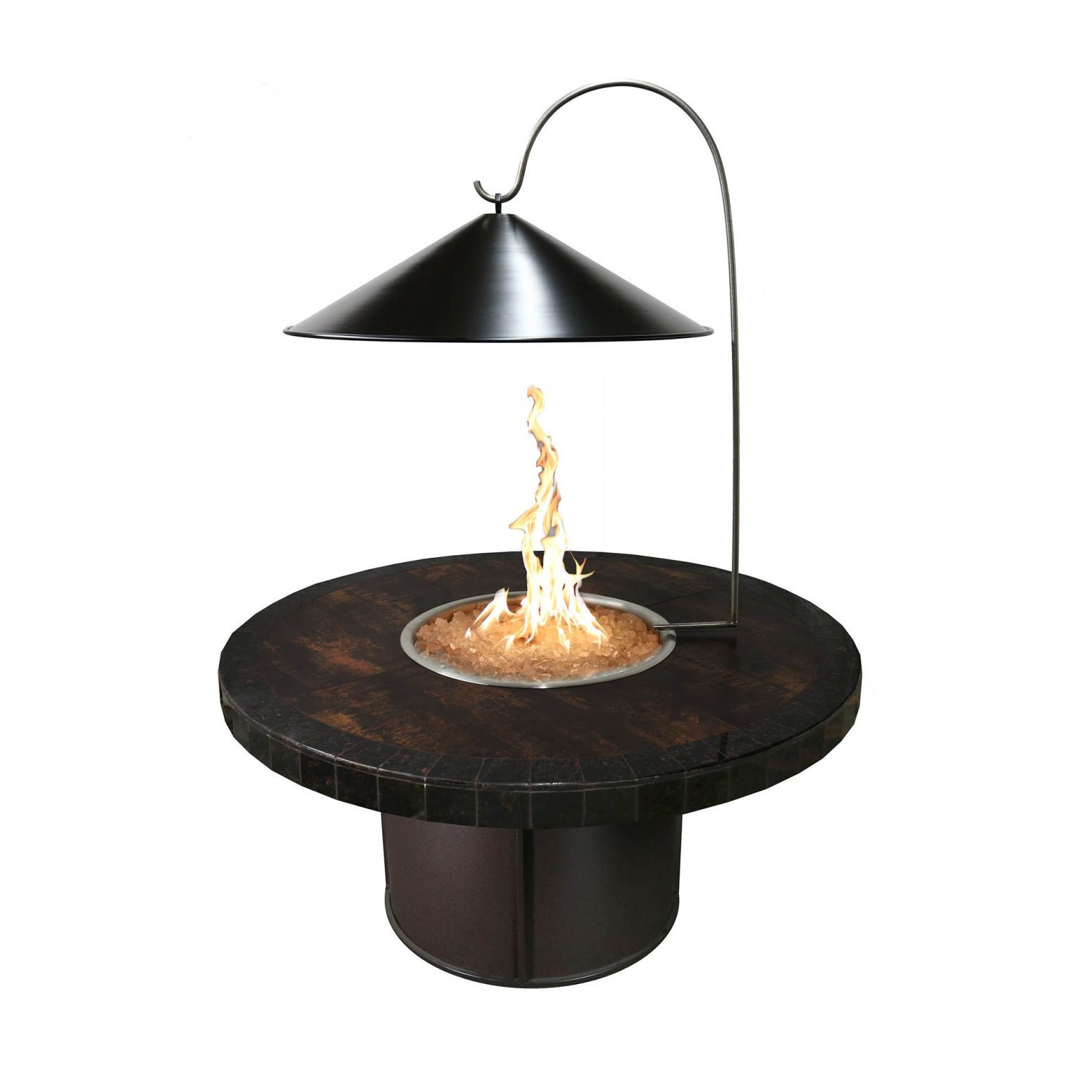 Black Cone Fire Pit Cover & Heat Reflector with Stand by The Outdoor Plus - Majestic Fountains