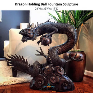 Dragon Holding Ball Fountain Sculpture-Majestic Fountains