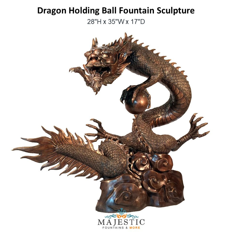 Dragon Holding Ball Fountain Sculpture - Majestic Fountains
