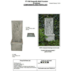 Dragonfly Wall Fountain in Cast Stone by Campania International FT-196 - Majestic Fountains