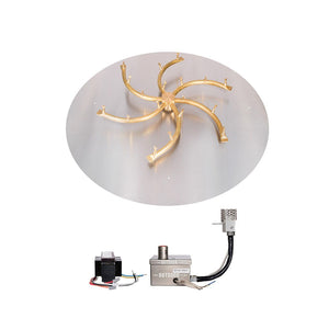 TOP Fires Round Flat Pan & Brass Bullet Burner Kit - Electronic Ignition - by The Outdoor Plus - Majestic Fountains