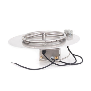 TOP Fires Round Flat Pan & SS Round Burner Kit with Electronic Ignition Kit by The Outdoor Plus - Majestic Fountains