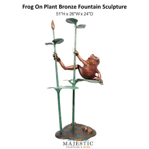 Frog On Plant Bronze Fountain Sculpture - Majestic Fountains and More