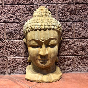 Meditating Buddha Head Statue - Large - Majestic Fountains