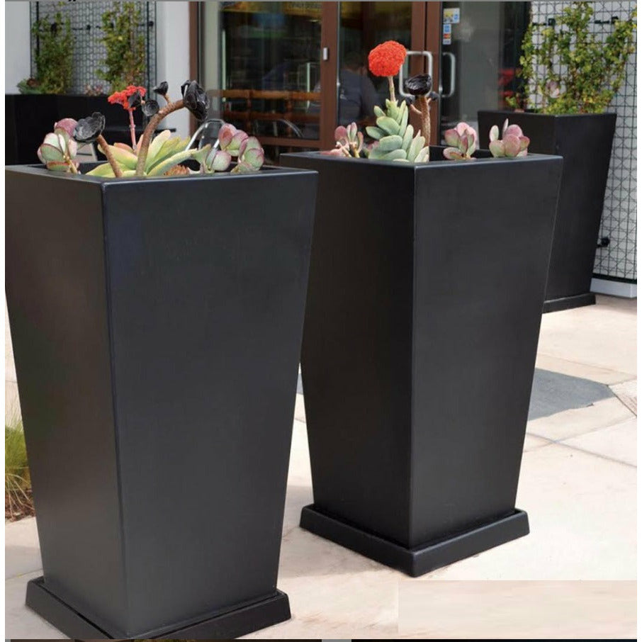 outdoor plant pots square Geo Slender Square Vase Planter 12"L x 12"W x 24"H / Single