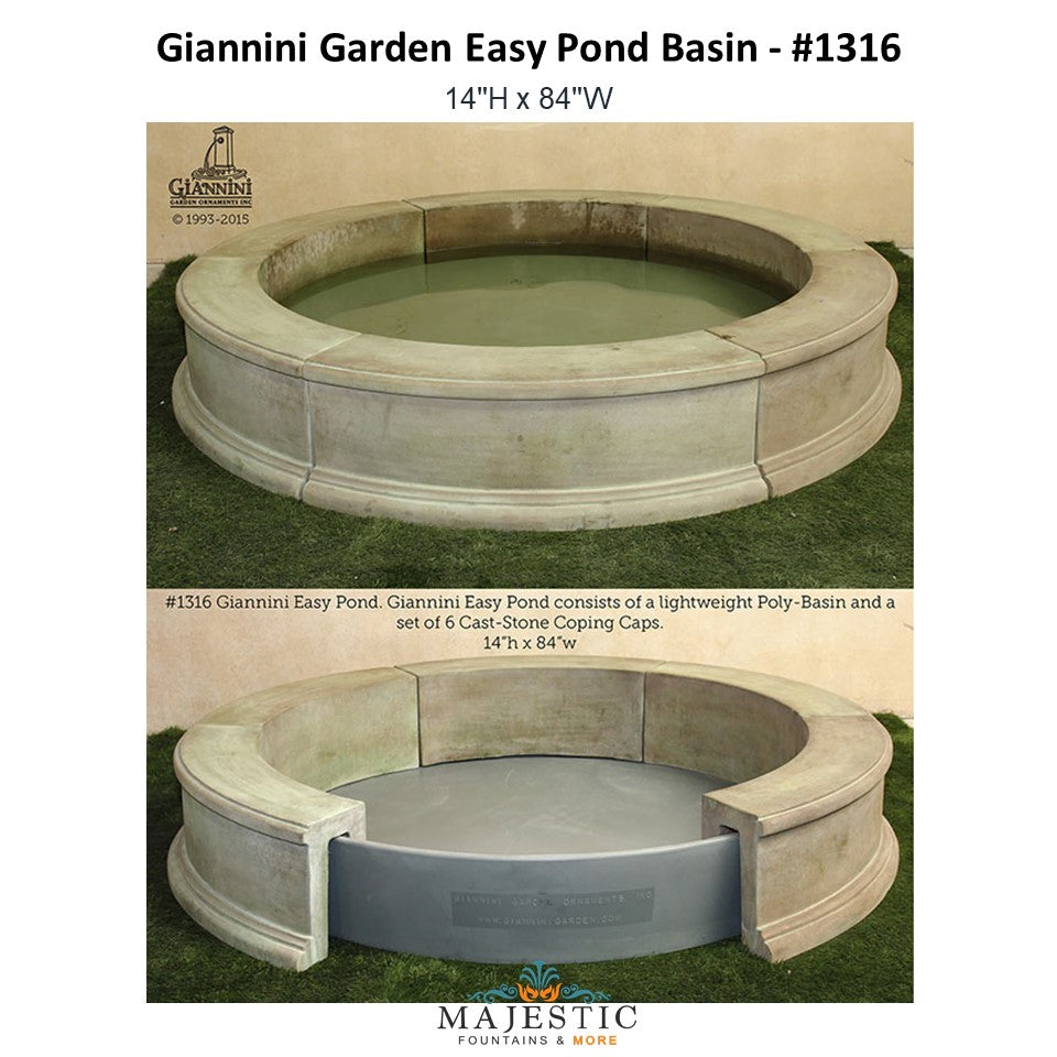 Giannini Garden Cannes Concrete Outdoor Garden Fountain with Basin - 1664 - Majestic Fountains