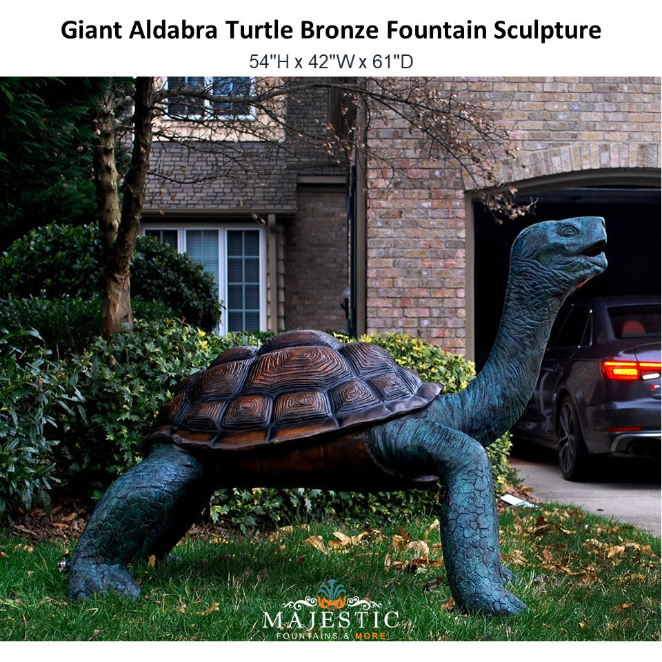 Giant Aldabra Turtle Bronze Fountain Sculpture - Majestic Fountains and More