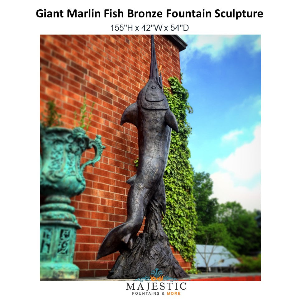 Giant Marlin Fish Bronze Fountain Sculpture - Majestic Fountains.