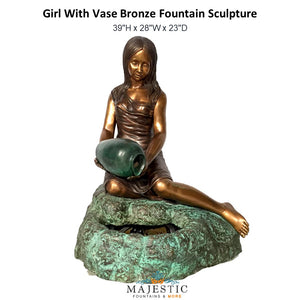 Girl with Vase Bronze Fountain Sculpture - Majestic Fountains and More