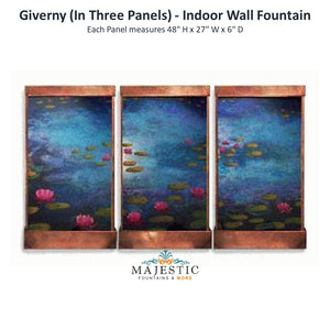 Harvey Gallery Trio - 7ft Wide Giverny (In three panels) - Indoor Wall Fountain - Majestic Fountains