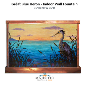 Harvey Gallery Great Blue Heron - Indoor Wall Fountain - Majestic Fountains