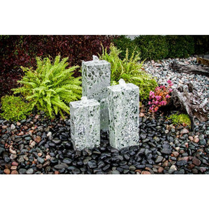 Triple stone column in Green Marble 4 sides smooth - SHORT DIY Fountain Kit - Majestic Fountains