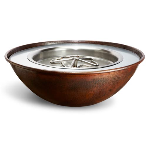 HPC Tempe Fire Bowl in Hammered Copper - Majestic Fountains and More