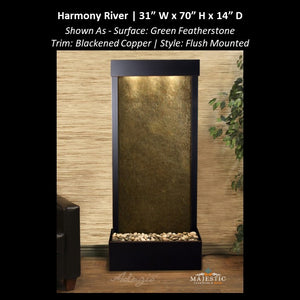 Adagio Harmony River - Flush Mounted towards Rear of the Base 70"H x 31"W - Indoor Floor Fountain - Majestic Fountains