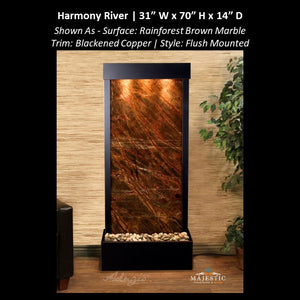 Adagio Harmony River - Flush Mounted towards Rear of the Base 70"H x 31"W - Indoor Floor Fountain - Majestic Fountains