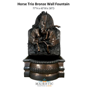 Horse Trio Bronze Wall Fountain - Majestic Fountains and More.jpg