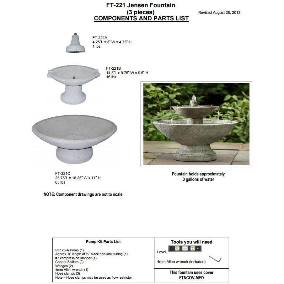 Jensen Fountain in Cast Stone by Campania International FT221