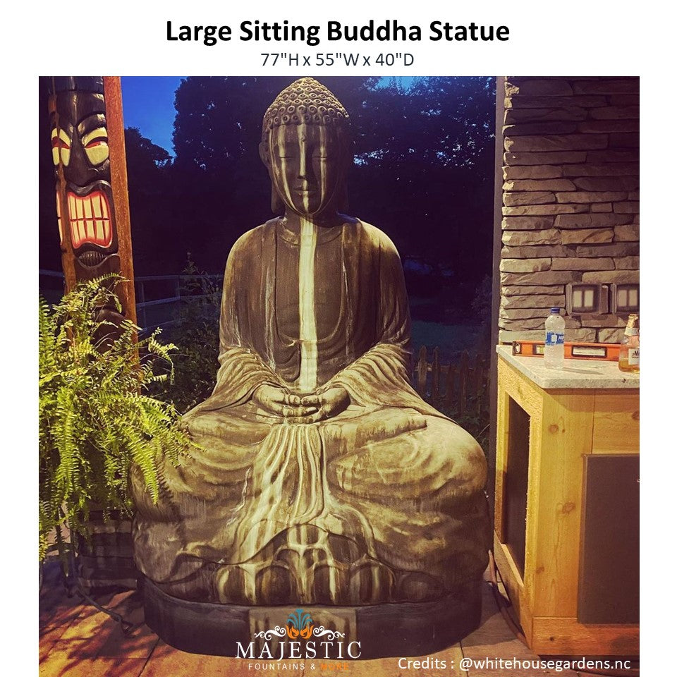 Large Sitting Buddha GFRC Statue - Majestic Fountains and More.