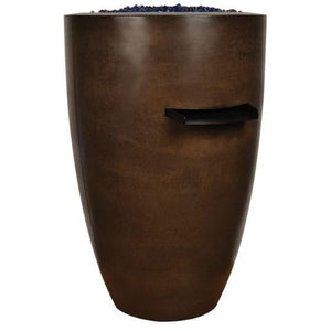 Legacy Round Tall Fire & Water Vase in GFRC Concrete - Majestic Fountains