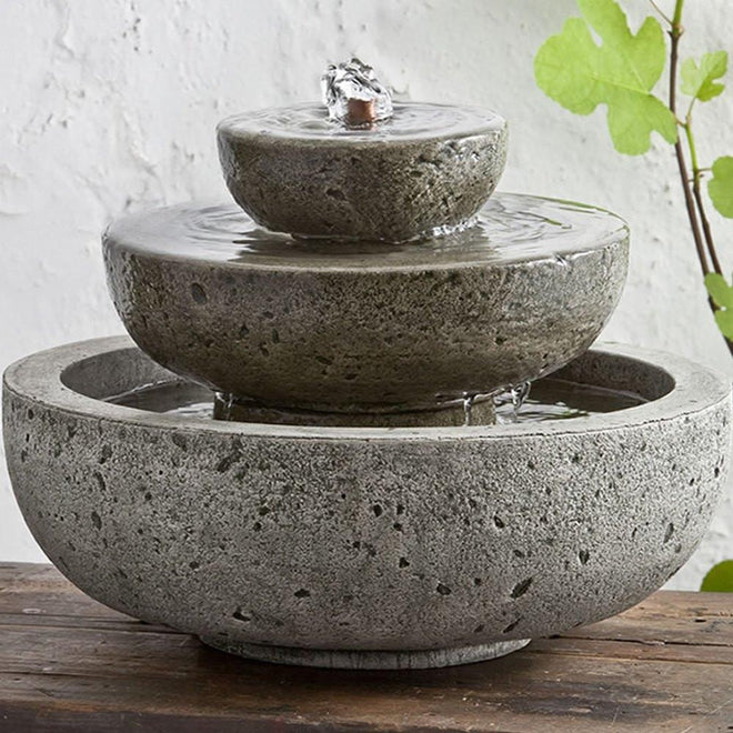 Campania M-Series Platia tiered cast stone tabletop fountain