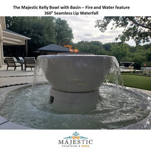 The Majestic Kelly Bowl with 6ft Wide Pool Fire and Water feature - Outdoor Fire Fountain - Majestic Fountains