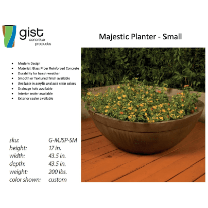 Majestic Planter - Small in GFRC by GIST G-MJSP-SM - Majestic Fountains