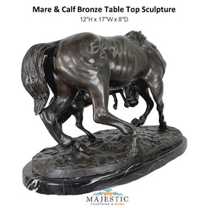 Mare & Calf Bronze Table Top Sculpture - Majestic Fountains and More
