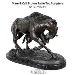 Mare & Calf Bronze Table Top Sculpture - Majestic Fountains and More