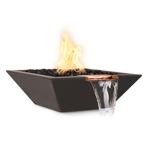 TOP Fires Maya Fire & Water Bowl in GFRC Concrete by The Outdoor Plus - Majestic Fountains