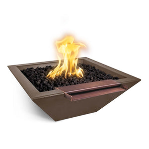 TOP Fires Maya Fire & Water Bowl with Wide Spill in GFRC Concrete by The Outdoor Plus - Majestic Fountains