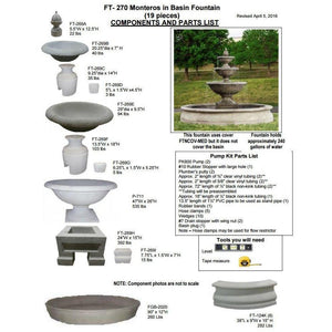 Monteros Fountain in Basin in Cast Stone by Campania International FT-270 - Majestic Fountains