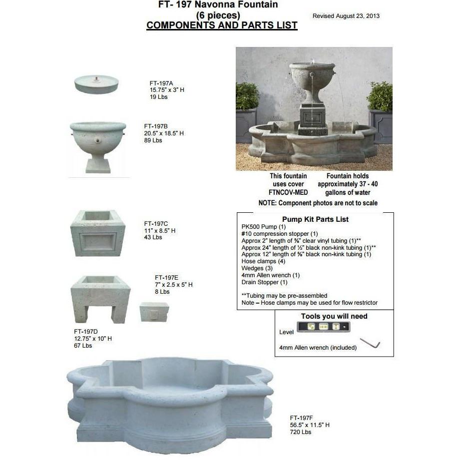 Navonna Fountain in Cast Stone by Campania International FT-197 - Majestic Fountains