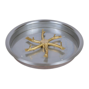 TOP Fires Round Drop-In Pan & Brass Bullet Burner With Electronic Ignition Kit by The Outdoor Plus - Majestic Fountains