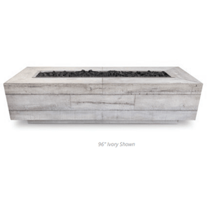 TOP Fires Catalina Rectangle Fire Pit in Wood Grain Concrete by The Outdoor Plus - Majestic Fountains
