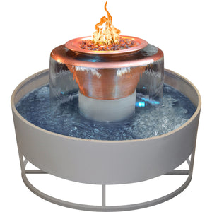 TOP Fires Olympian 360 Spillway Fire & Water Bowl in Copper by The Outdoor Plus - Majestic Fountains
