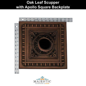 Oak Leaf Scupper with Apollo Backplate (Square) - Majestic Fountains