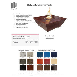Oblique Square Fire table - Majestic Fountains