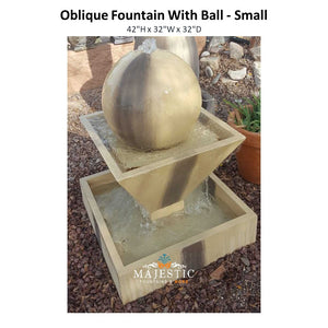 Oblique Fountain With Ball - Small - Majestic Fountains and More.