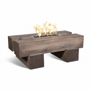 TOP Fires Palo Fire Pit in Woodgrain Concrete Fire Pit by The Outdoor Plus - Majestic Fountains