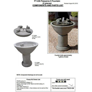 Passaros II Fountain in Cast Stone by Campania International FT-226 - Majestic Fountains