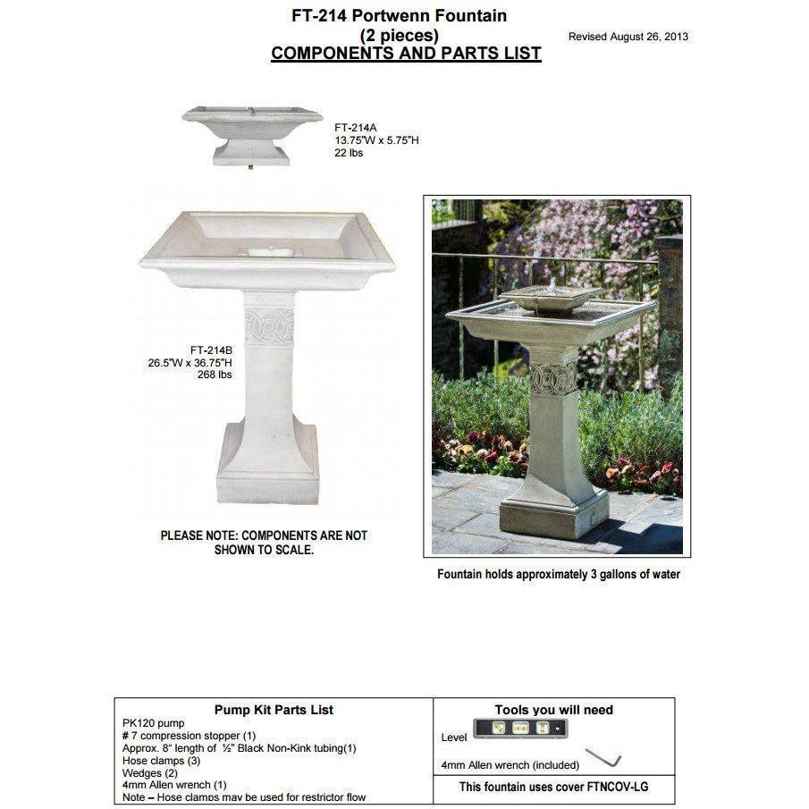 Portwenn Fountain in Cast Stone by Campania International FT-214 - Majestic Fountains