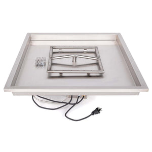 TOP Fires Square Raised Lip Drop-In Pan & Square Burner in Stainless Steel with Electronic Ignition Kit by The Outdoor Plus - Majestic Fountains
