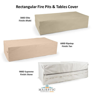 Rectangular Fire Pit Cover in 3 Material finish - Majestic Fountains and More