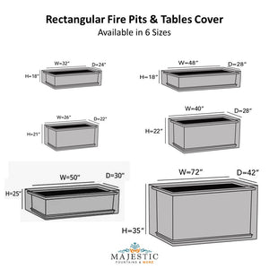Rectangular Fire Pit Cover in Sizes - Majestic Fountains and More